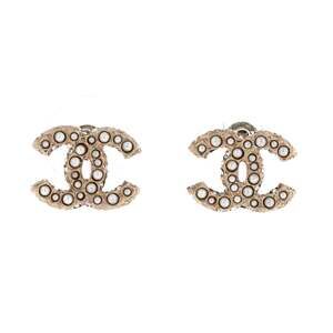 Chanel Cc Stud Earrings Metal With Faux #239938C70B